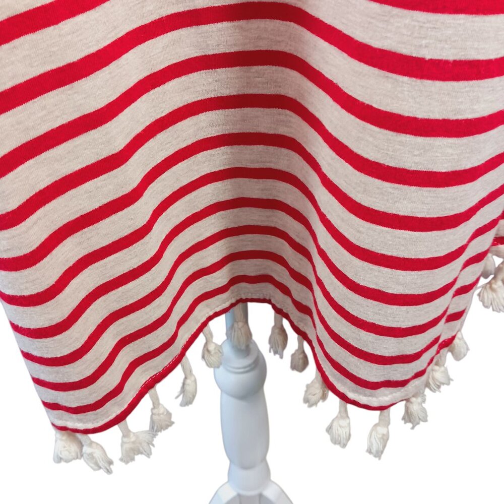 Umgee, Dress, Size Large, Red and Tan Stripes, with Ruffle and Tassel Accents - Picture 4 of 15